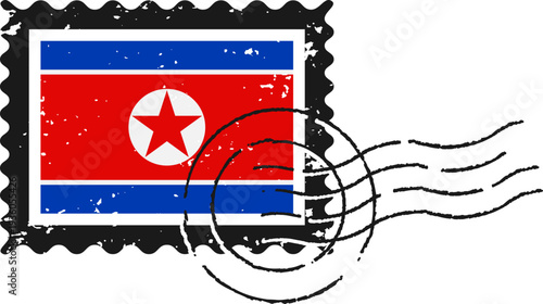 North Korea Flag Stamp Grunge