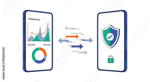 Set of 2 mobile security and data transaction vector icons