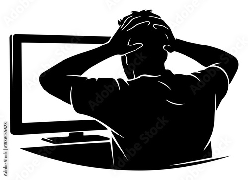 Disappointed soccer fan reacting to a lost match while watching the game on television