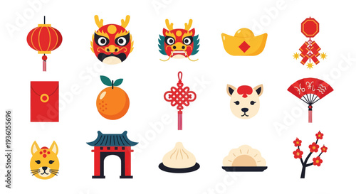 Chinese new year icons and symbols