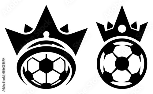 Soccer ball with crown logo representing the king of football championship
