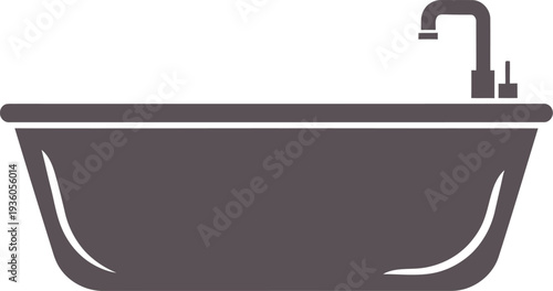 A dark gray bathtub with a modern faucet