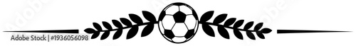 Soccer ball symbol with laurel wreath and horizontal divider lines for sports awards