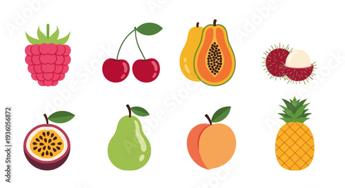 Colorful assortment of fresh fruits illustration