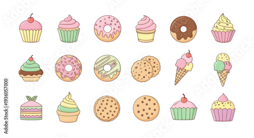 Colorful dessert treats illustration