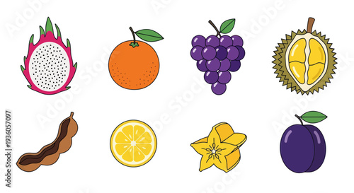 Colorful fruit assortment isolated on white