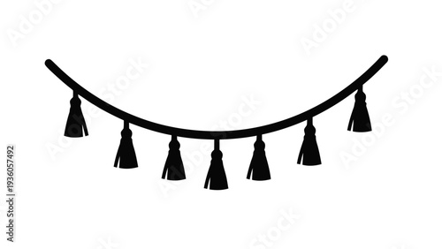 Vector illustration of black tassel garland on on a transparent background