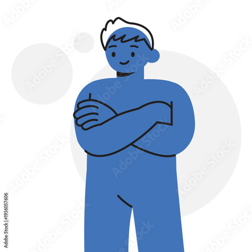 Man Character with Arms Crossed Representing Professionalism, Confidence, and Leadership Concept. Character Vector illustration design.