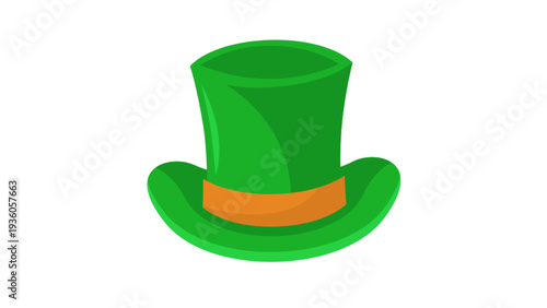 Green leprechaun hat with orange band for St. Patrick's Day