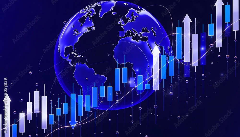 Fototapeta premium Global Financial Growth Earth Stock Market Trading Upward Trend
