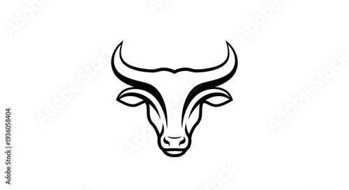 Stylized Bull Head Silhouette Logo Icon Vector