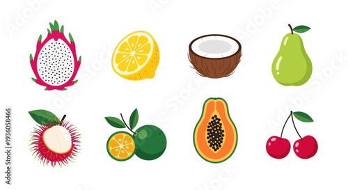 Colorful tropical fruit assortment illustration