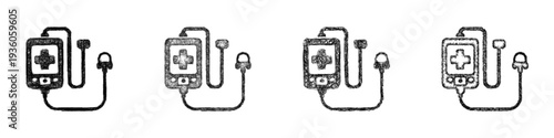 Sketch medical device icon design set