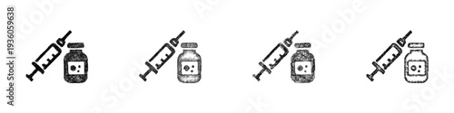 Sketch vaccine development icon design set