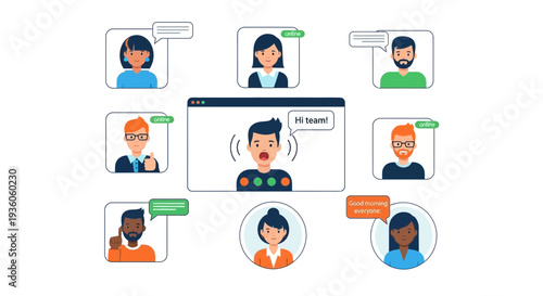 Remote team collaboration concept illustrating diverse professionals working together from anywhere online