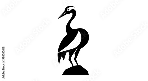 Stylized black and white bird silhouette