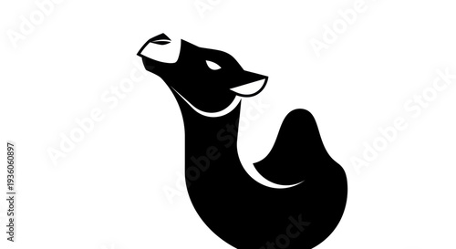 Stylized camel silhouette on white background