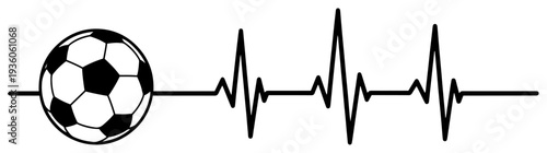 Soccer ball with heartbeat line representing passion for football and sport