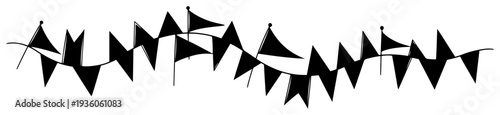 Assorted black pennant flags and bunting for sports event decoration
