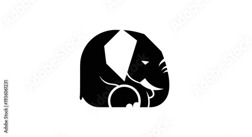 Stylized elephant silhouette on white