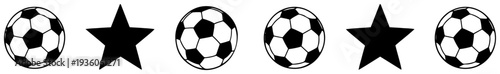 Decorative pattern of soccer balls and stars for sports layout and design