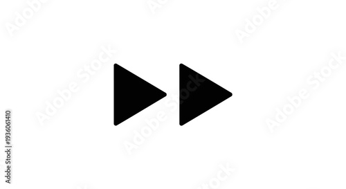 Black fast forward icon on white background with bars