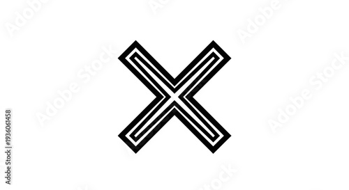 Black X mark with parallel lines on white background