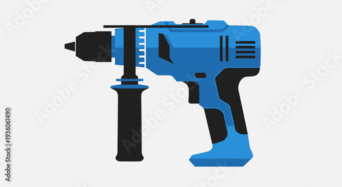 Blue electric power drill flat design illustration