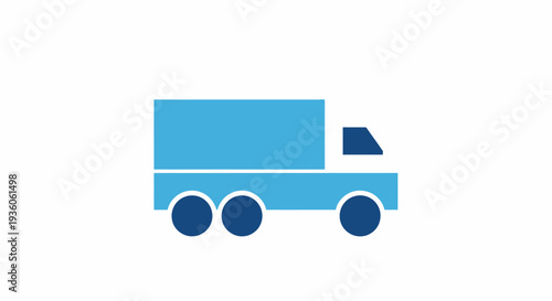 Blue minimalist delivery truck icon on white background