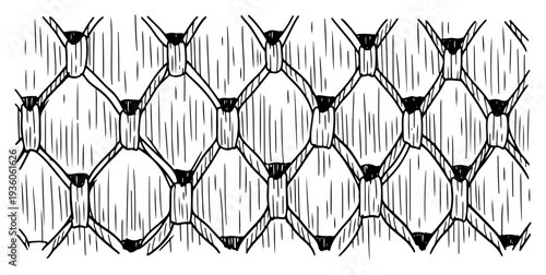 Detailed hand drawn pattern of a chain link metal fence