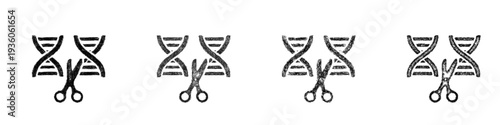 Sketch molecular scissors icon design set