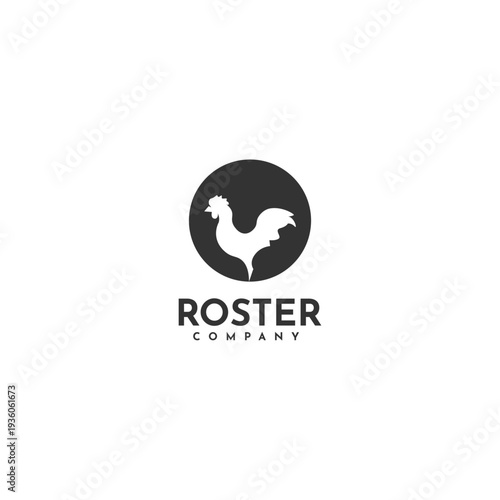 rooster company logo, black and white rooster emblem