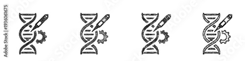 Sketch gene editing icon design set