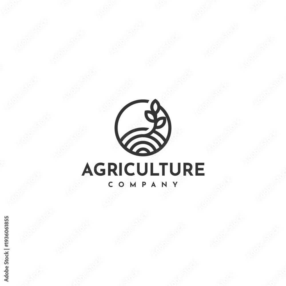 Fototapeta premium Agriculture company logo with leaf and soil
