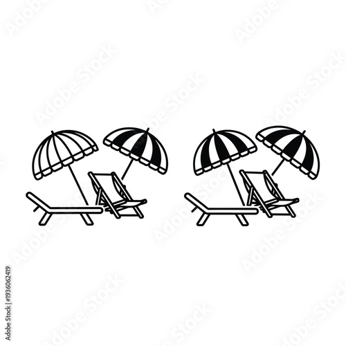 Beach Chairs with Umbrellas