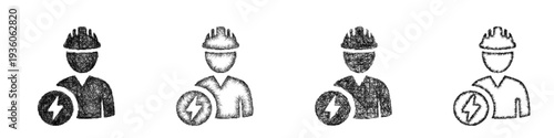 Sketch electrical engineer icon design set