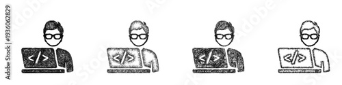 Sketch software engineer icon design set