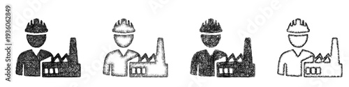 Sketch industrial engineer icon design set