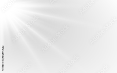 PNG bright sunlight rays overlay with subtle lens flare. Transparent white beams add soft, warm glow. Ideal for dreamy vector and photo backgrounds.