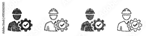 Sketch quality engineer icon design set