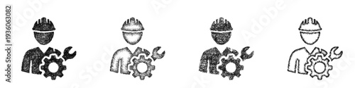 Sketch maintenance engineer icon design set