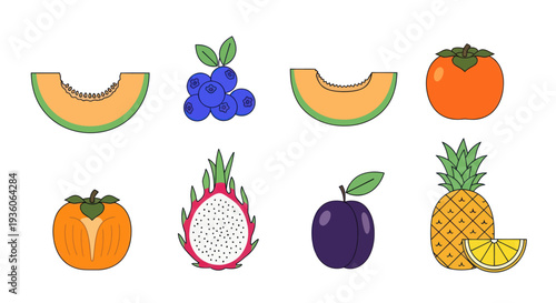 Assortment of fresh fruits isolated on white