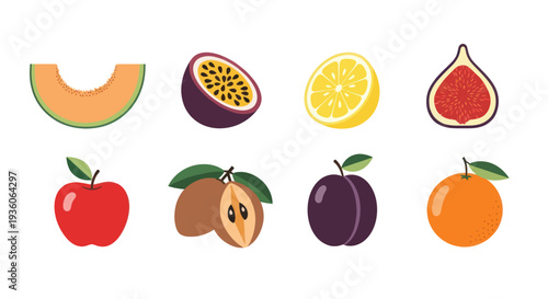 Assortment of fresh fruits isolated on white