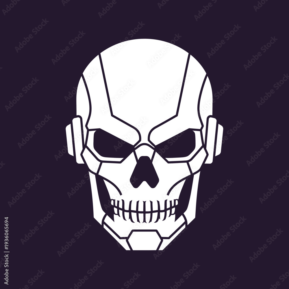 Obraz premium Digital illustration of a stylized skull with geometric design elements.