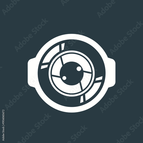 Abstract watch face with geometric design and multiple dials.