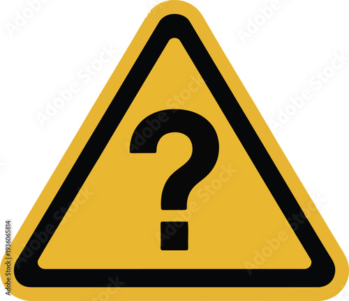 Warning sign featuring a question mark inside a triangular frame Vector