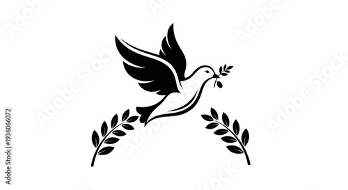 Flying dove with olive branch vector