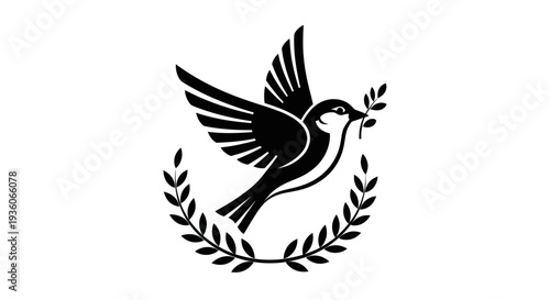 Flying dove with olive branch vector