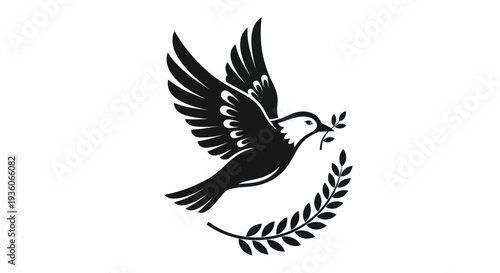 Flying dove with olive branch vector