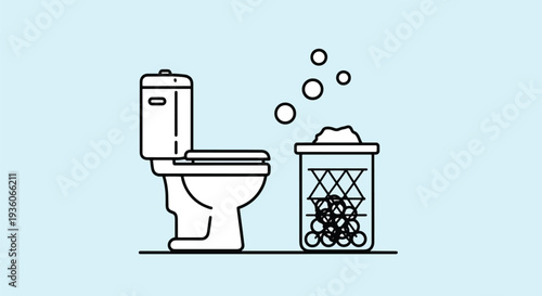 Toilet and Trash Can with Rolls